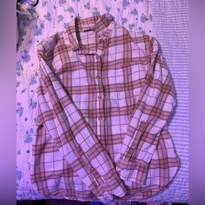 Plaid Button-Up Shirt in Red and White